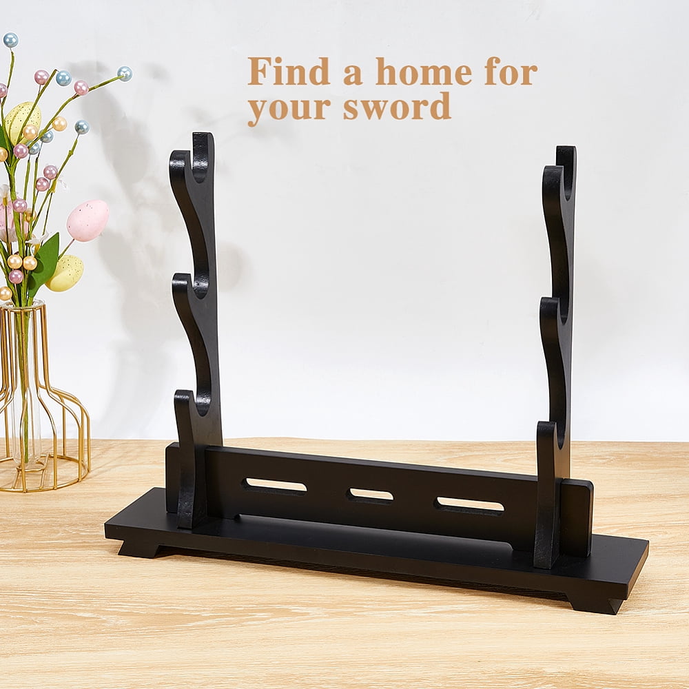 3-Tier Stand Katana Stand 39.5x8.9x31.5cm Wooden Katana Holder Black Swords Display Holder Wood Swords Racks for Home Decor Collectors Men Husband