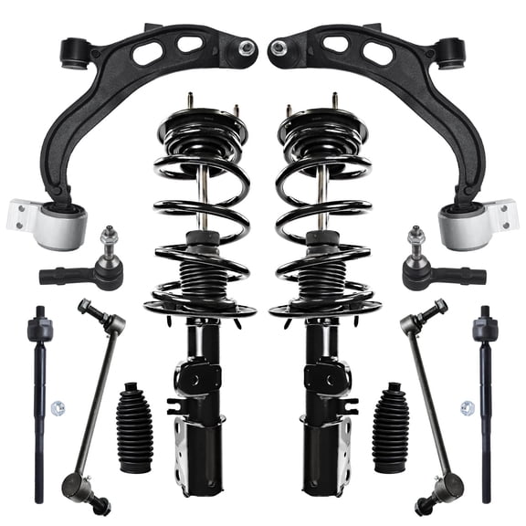 Detroit Axle - 12pc Front Struts Control Arms Kit for 2013-2015 Ford Flex Lincoln MKT, 2 Struts w/Coil Springs 2 Lower Control Arms w/Ball Joints 2 Sway Bars 4 Inner Outer Tie Rod Ends
