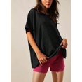thumbnail image 4 of Women Crew‑Neck Oversized Short‑Sleeve T‑Shirt, Loose Drop‑Shoulder Side‑Slit Hem Casual Summer Tunic Blouse Tops, 4 of 15