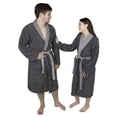thumbnail image 3 of Women’s 100% Terry Cotton Bathrobe Toweling Gown Robe Two Tone, 3 of 7