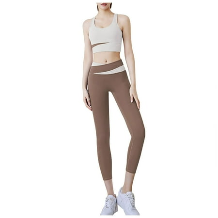 Yoga Set Tracksuit Training Suit Sports Bra Leggings High Waist Fast Drying Exercise Gym Sets White L