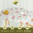 thumbnail image 2 of Fitted Vinyl Tablecloth Round 36"-44" Diameter, Flannel Backing, Elastic Edge, Waterproof Wipeable PVC Table Cover, Red Roses, For Indoor or Outdoor, 2 of 9