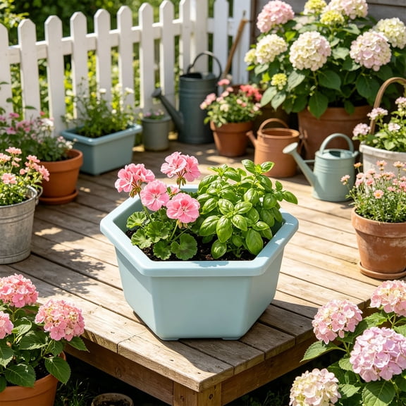 Hexagon Planter Pot Thickened Modern Plastic Flower Container with Drainage Hole for Indoor Outdoor Balcony Garden Home