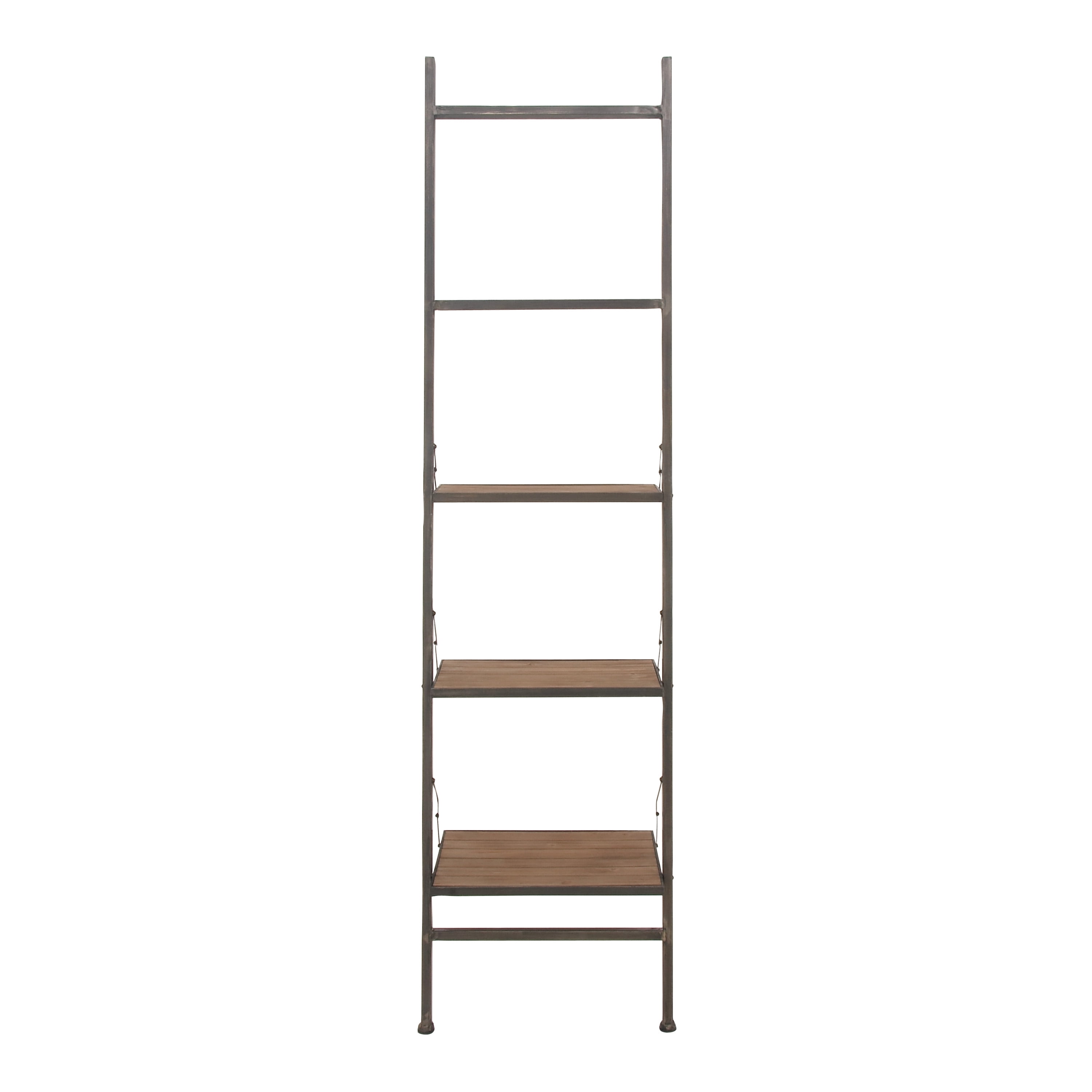 DecMode 20" x 77" Brown Wood 4-Tier Shelving Unit, 1-Piece