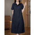 thumbnail image 3 of Robe Chemise en Coton - Robe de Soirée à Manches Courtes, 3 of 6
