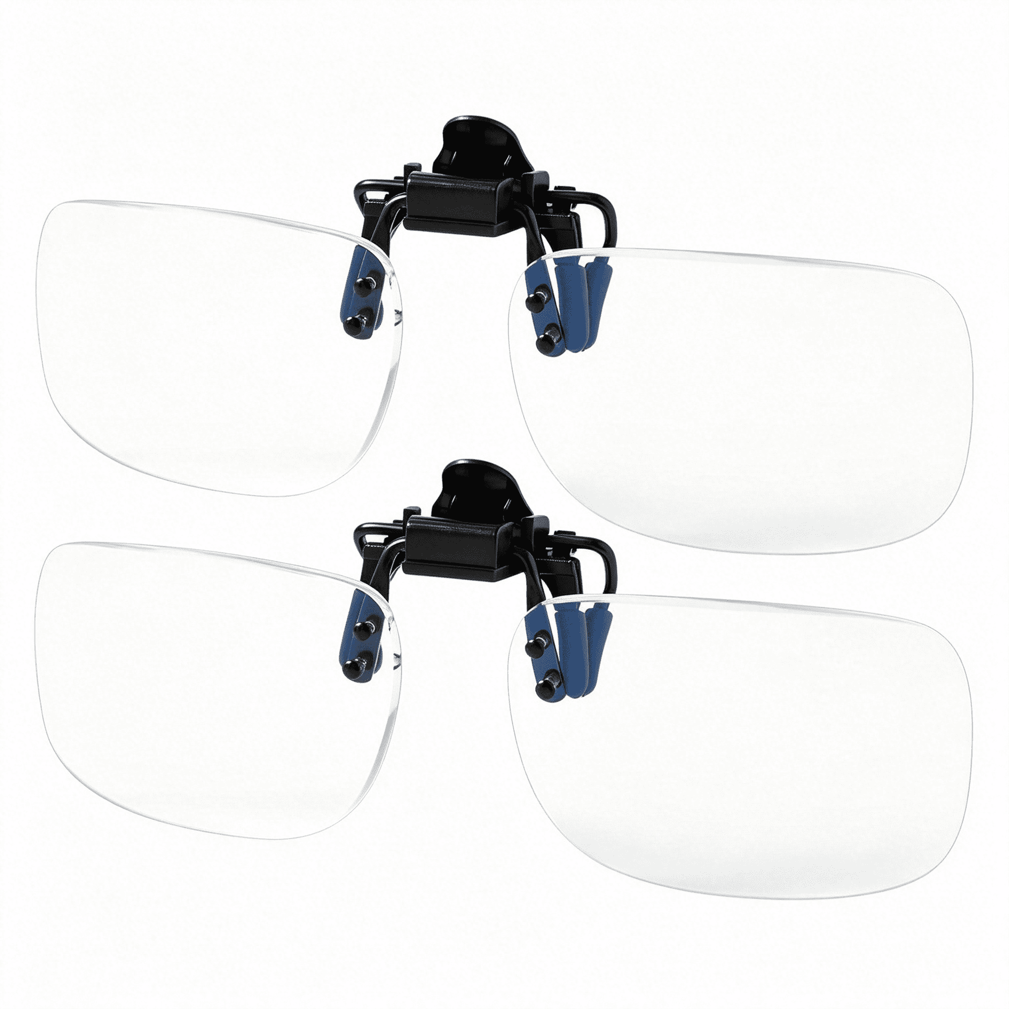HBMYN 2 Pack Blue Light Blocking Clip-On and Flip-Up Reading Glasses with Magnifying Lenses Readers for Unisex Use