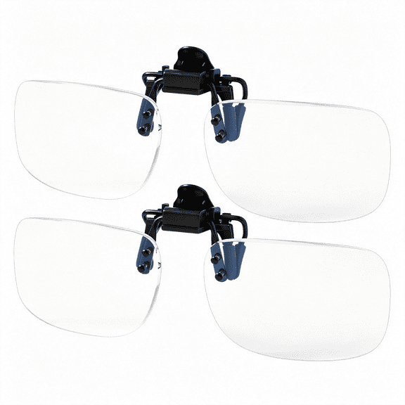 HBMYN 2 Pack Blue Light Blocking Clip-On and Flip-Up Reading Glasses with Magnifying Lenses Readers for Unisex Use