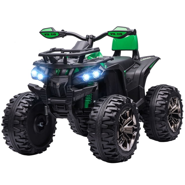Green 12V Ride-On ATV Quad for Outdoor Fun – Battery Powered Four Wheeler with MP3 & Lights – Durable Design for Lawns & Driveways – 39" x 25.5"