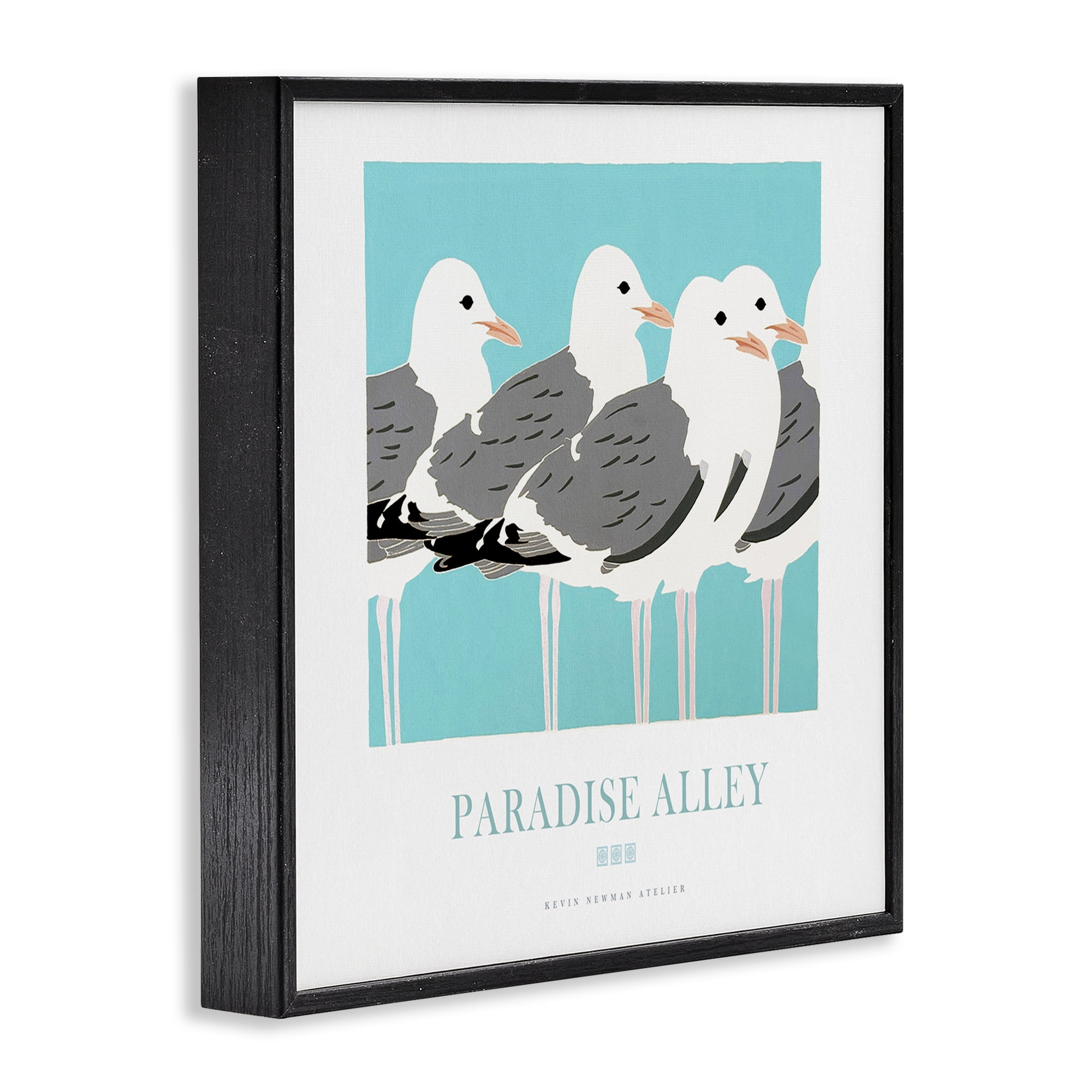 Stupell Industries Paradise Alley Seagull Gathering Black Framed Giclee Art, design by Jadei Graphics