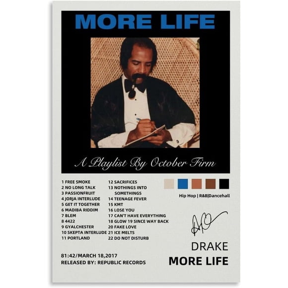 PPHAOSHO Drake More Life Music Album Cover Poster frameless Painting Canvas Wall Posters Art Picture Print Modern Home Decor 16x24inch