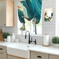 thumbnail image 5 of Teal Marble Tie Up Curtains for Windows, Adjustable Balloon Window Shades, Modern Abstract Gold Fluid Art Kitchen Window Treatments Farmhouse Short Curtains with Rod Pocket 42"x45", 5 of 8
