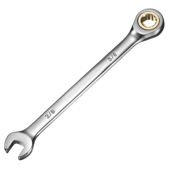 Uxcell Ratcheting Wrench 3/8" 12-Point 72-Teeth Ratchet Box End and 3/8" Open End Cr-V Steel Black Nickel Electroplating Combination Wrench for Home Auto Repair Machine Maintenance