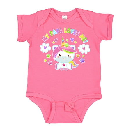 

Inktastic My Papa Loves Me with Cute Rainbow Unicorn Boys or Girls Baby Bodysuit