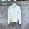 thumbnail image 3 of Suéter de punto de cuello alto para hombre, suéteres negros con cremallera, cuello alto, ropa para hombre, cuello alto blanco, ropa de calle Y2k, estilo informal, holgado, 3 of 4