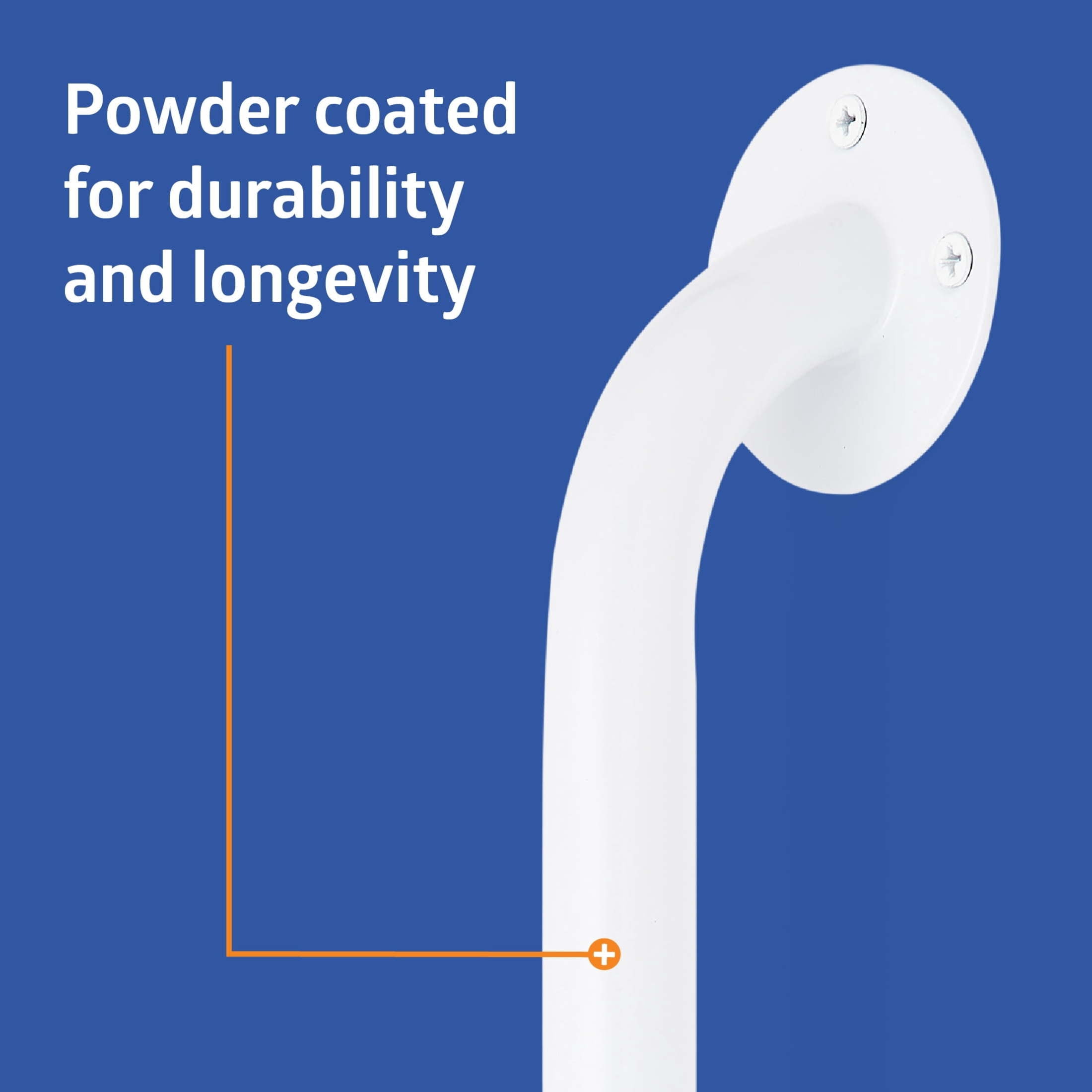 Medline White 16" Grab Bar for Shower & Tub, 300 lb. Weight Capacity