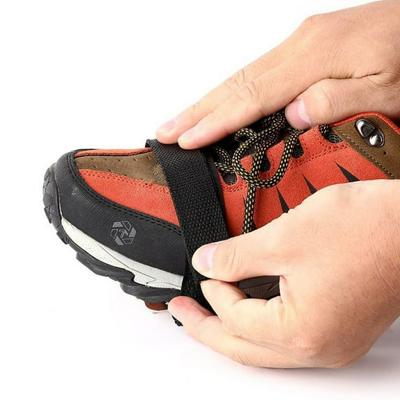 GOOHOCHY 1 Pair 26 Toothed Non-Slip Lacing Crampons Wear-resistant Shoe Cover Protective Shoe Chain for Outdoor Hiking Ice Fishing