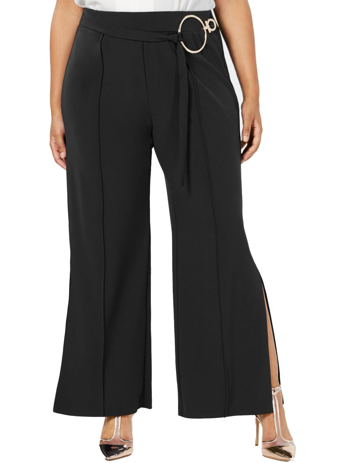 NY Collection Womens Plus Knit Petite Pants Black 2XP