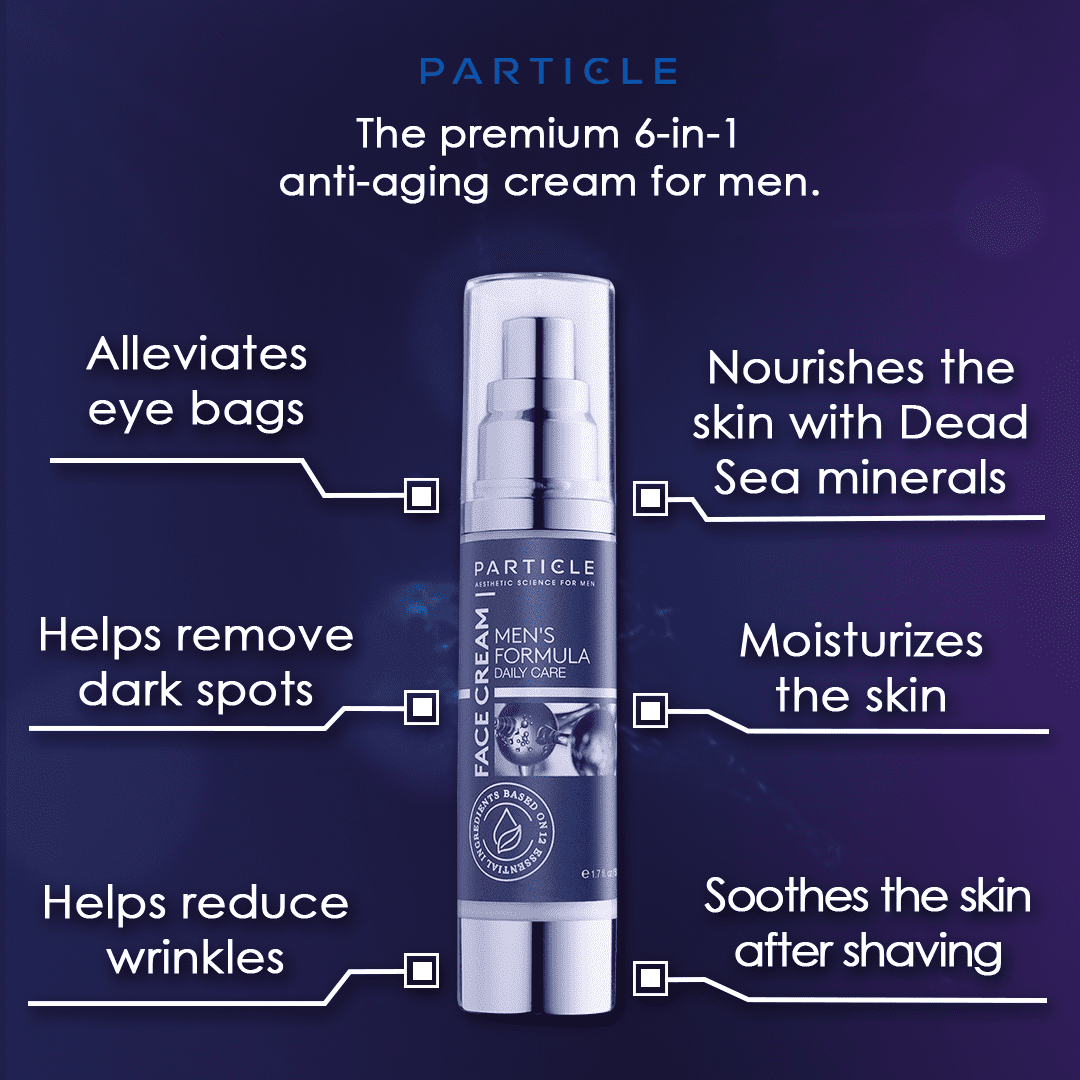 Particle Mens Face Cream - 6 in 1 Mens Anti Aging Face Moisturizer (1.7 oz) Eye Bags Treatment & Face Lotion for Men