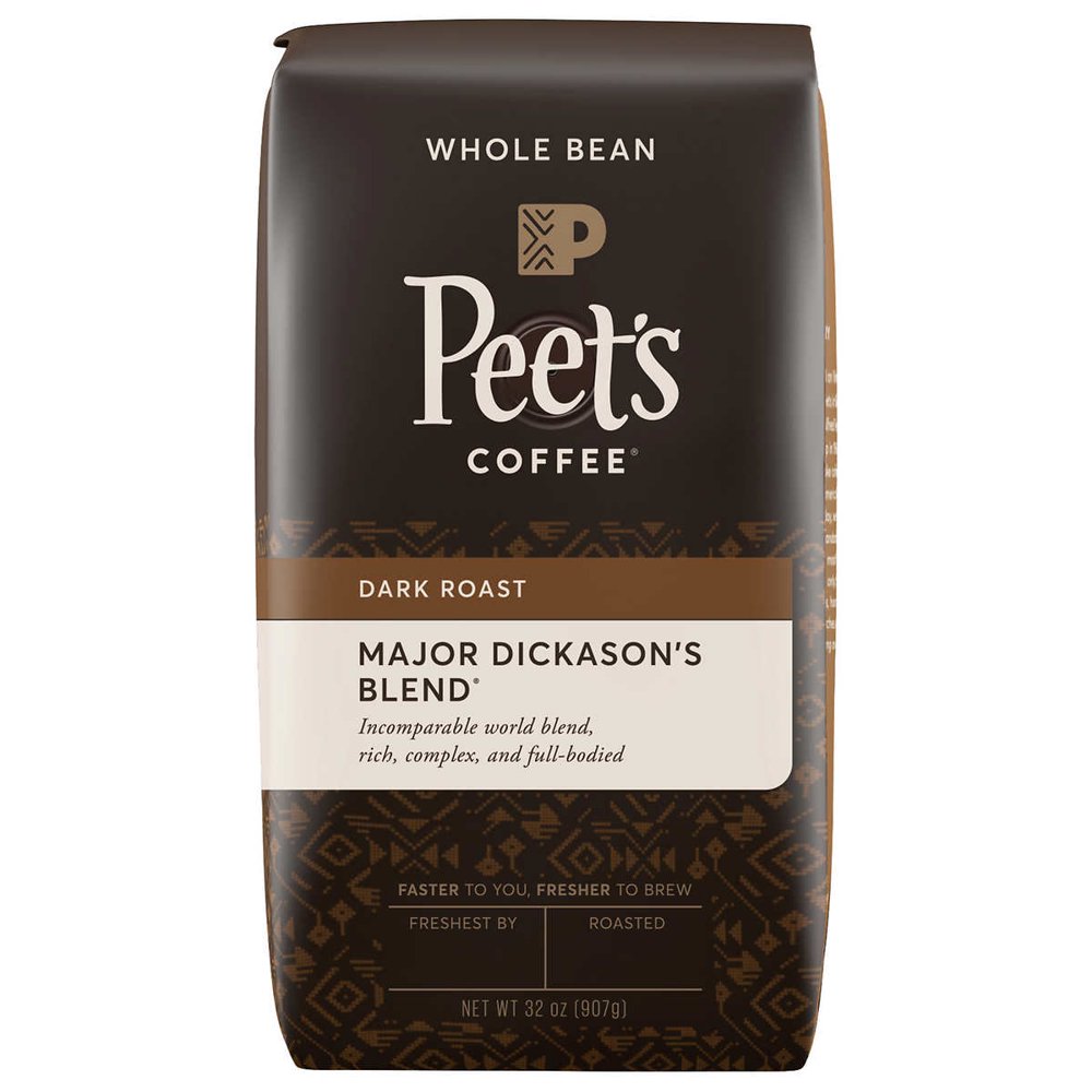 Peet's Coffee Major Dickason's Blend Coffee, Dark Roast, Whole Bean, 2