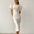 thumbnail image 2 of 2024 Nouvelle Robe d'Été Col Rond Manches Courtes Tempérament slim pour Femme, 2 of 5