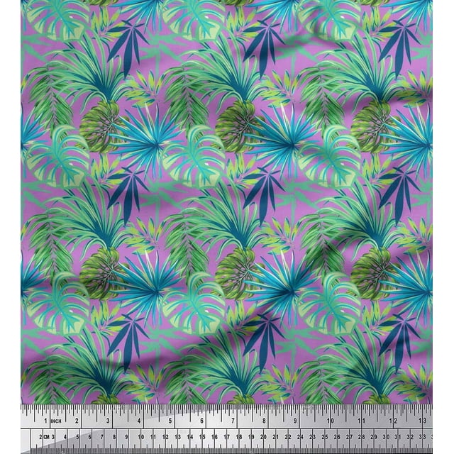 Soimoi Rayon Fabric Tropical Leaves Printed Fabric 1 Yard 42 Inch Wide