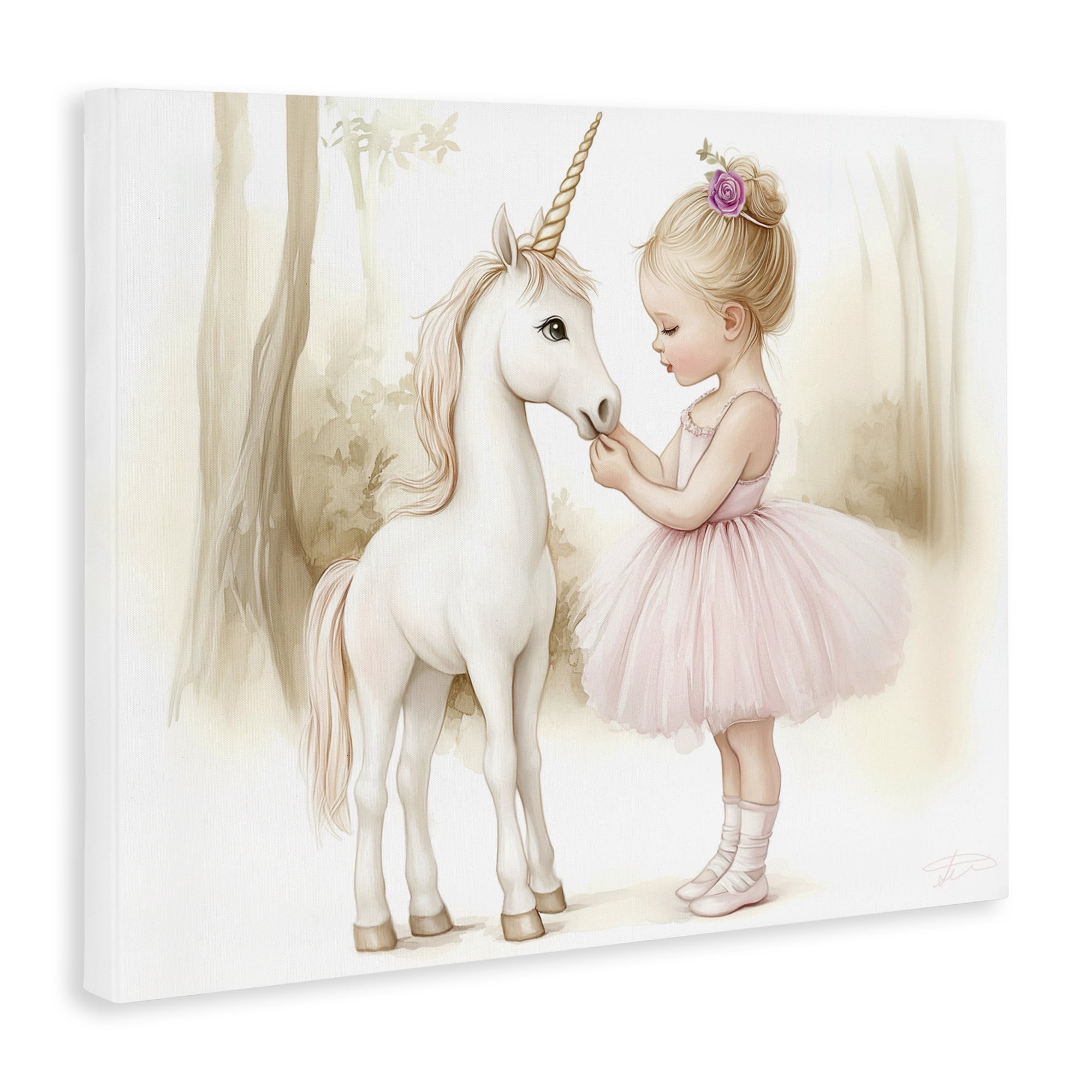 Stupell Industries Girl & Unicorn Friendship Canvas Wall Art, design by Whimsical Wonders