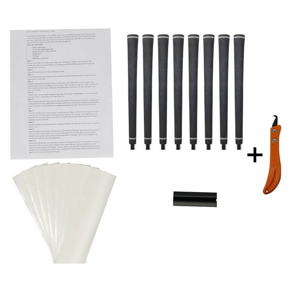 Tour Pro Soft Jumbo Black Golf Grips and Grip Kit   Utility Hook Blade (8 grips, grip tape, clamp, grip removal hook blade, instructions)