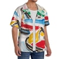 thumbnail image 2 of Pofeuu Colorful Abstract Bumper Cars Print Mens Casual Short Sleeve Shirts Beach Summer Spread Collar Pocket Tops Men's Casual Short-sleeved Shirt-X-Large, 2 of 5