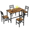 AWQM 5 Piece Dining Set, Rustic Brown Kitchen Table and Chairs for 4 with Metal Frame