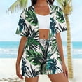 thumbnail image 2 of mihongmao Summer Lounge Sets For Women Date Night Outfit Travel Outfits Loose Daily Casual Non Positioning Printed Casual Cardigan Shorts Short Sleeved Top Pants Pocket Setet Green XL, 2 of 5