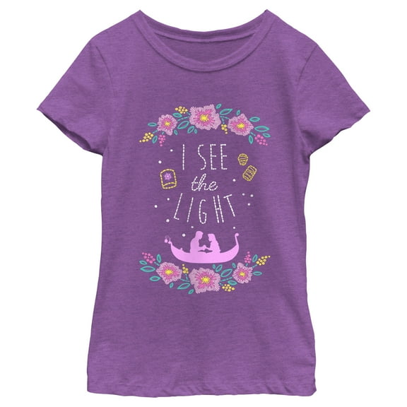 Girl's Tangled Rapunzel and Flynn I see the Light  Graphic Tee Purple Berry Large