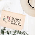 thumbnail image 3 of Koyal Wholesale Funny Makeup Bag Canvas Cosmetic Bag She Is Beauty Grace Can Stab You In The Face Makeup Pouch, 3 of 5