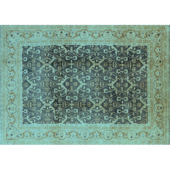 Ahgly Company Indoor Rectangle Oriental Light Blue Traditional Area Rugs, 2' x 4'