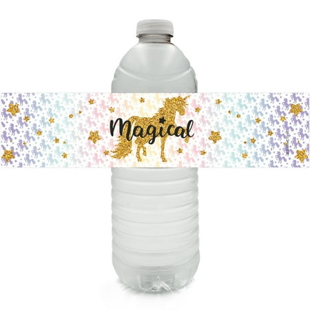 Unicorn Party Water Bottle Labels 24ct Magical Birthday Unicorn Party Water Bottle Labels 24ct Magical Birthday Supplies Rainbow Candy