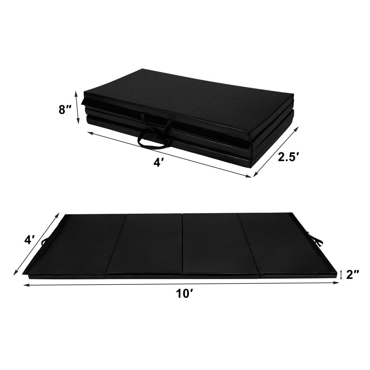Gymax Black 4'x10'x2'' Folding Panel Gym Fitness Exercise Gymnastics Mat