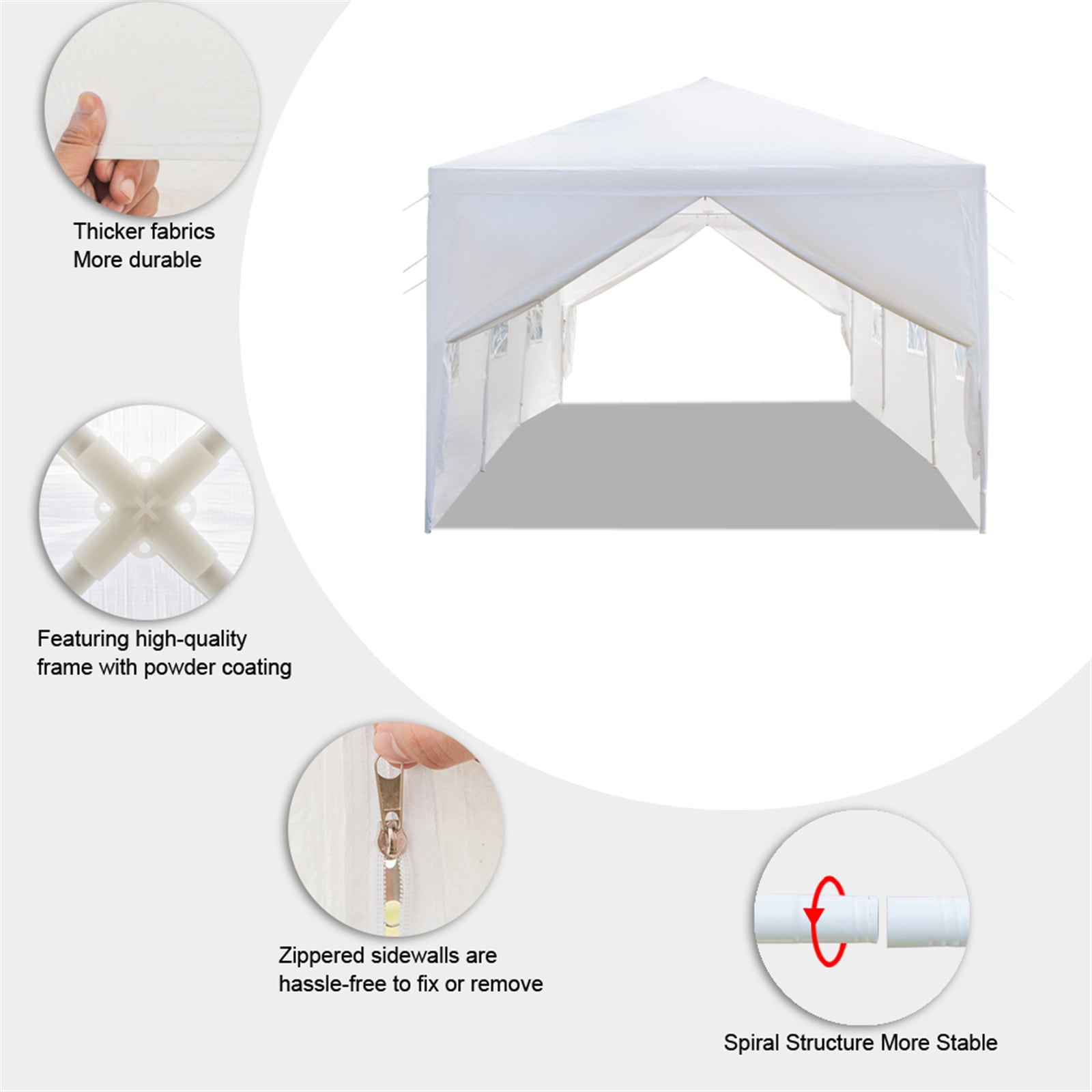 Kepooman 3 x 9m Canopy, Portable Folding Instant Canopy Tent, Outdoor Canopies with Two Doors, White, Eight Sides Kepooman 3 x 9m Canopy, Portable Folding Instant Canopy Tent, Outdoor Canopies with Two Doors, White, Eight Sides