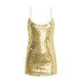 thumbnail image 3 of Babysbule Summer Dresses for Women Ladies Fashion Solid Color Sleeveless Sling Sexy Sequin V-Neck Dress, 3 of 5