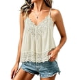thumbnail image 2 of Breezora Women's Lace Trim Spaghetti Strap Sleeveless Tank Top Lace V Neck Camisole Casual Summer Layering Cami, 2 of 6