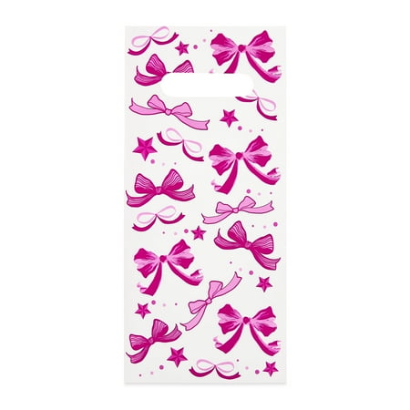 Pink Bows Treat Bags with Handles 5.5 x 12 12 Count by Way To Celebrate(12 Counts)