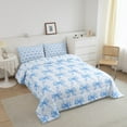 thumbnail image 3 of Erosebridal Cartoon Bow Comforter Sets Queen Size,Blue Lightblue Bedding Queen Comforter Set,Geometric Plaid Bedding Sets Queen with Comforter,Ultra Soft Cute Bedroom Decoration,Reversible,3 Pieces, 3 of 8