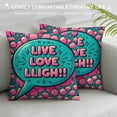 thumbnail image 3 of Live Laugh Love Throw Pillow Cushion Cover, Pop Art Comic Book Style Halftone Dots Backdrop Retro Speech Balloon Text, Decorative Rectangle Accent Pillow Case,, 3 of 5