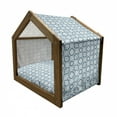 thumbnail image 2 of Vintage Pet House, Blue Toned Composition with Curls and Flowers Traditional Arrangement, Outdoor & Indoor Portable Dog Kennel with Pillow and Cover, 5 Sizes, Slate Blue and Pale Blue, by Ambesonne, 2 of 5