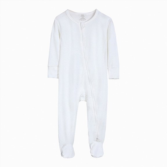 CAUYDY Infant Boy Sleepers 0 3 6 9 12 18 24 Months Preemie Pajamas for Girl Newborn Long Sleeve Clothes Baby Fall Winter Jumpsuit Sizes 3-6 Months,White