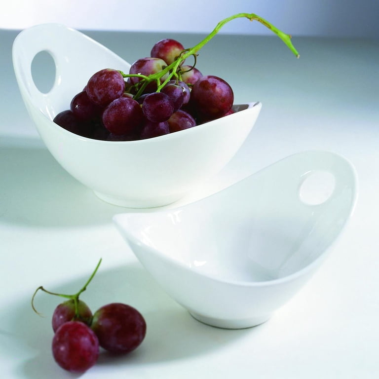 Strawberry Street Whittier 4 Oz Tall Slant Bowls, Set Of 6 In White Porcelain