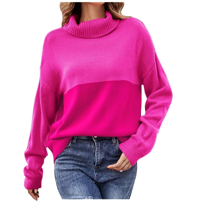 IROINID Chandail à Col Roulé pour Femmes Couleur Unie Décontracté Mi-Longueur Manches Longues Grande Taille Hauts Blouse