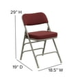 thumbnail image 5 of BizChair 4 Pack 18.5"W Premium Curved Triple Braced & Double Hinged Burgundy Fabric Metal Folding Chair, 5 of 8
