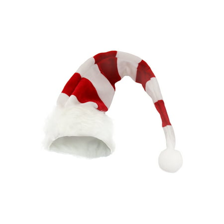 White Red Striped Light Up Candy Cane Striped Cap Elf Christmas Adult Costume