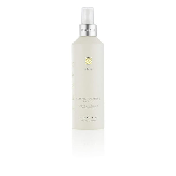 Zents Luminous Cashmere Body Oil (fragancia solar) suaviza e hidrata la piel con vitamina E y aceite de coco orgánico 8 fl oz
