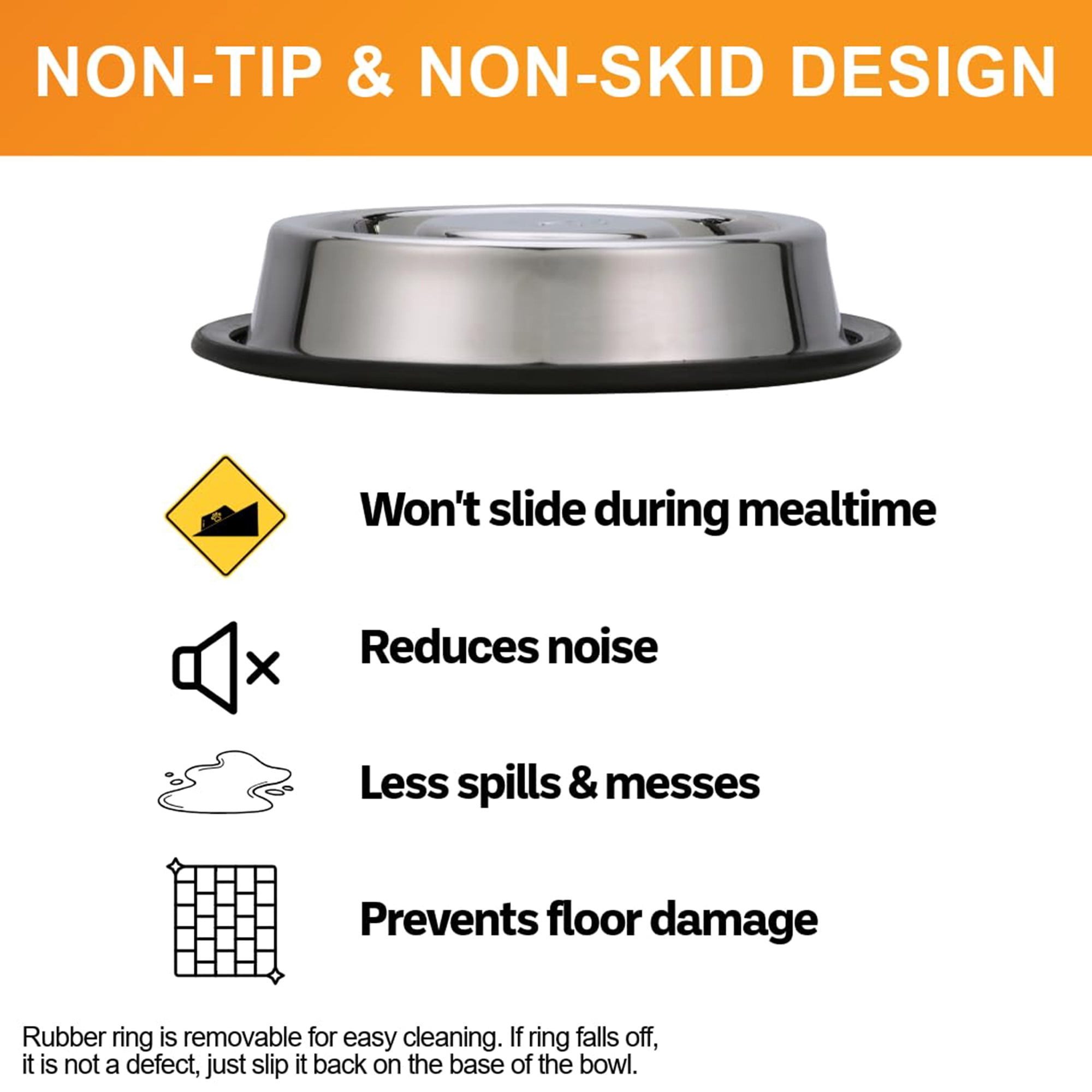 Stainless steel slow feeder dog bowl, non slip non tip pet bowl, stops bloat indigestion rapid eating for medium large dogs, 3 cup capacity, siler
