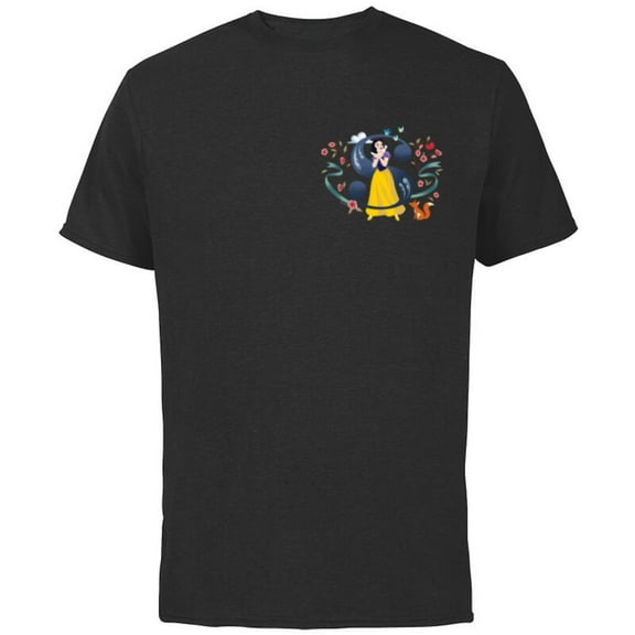 Disney Princess Alphabet Monogram Letter S for Snow White - Short Sleeve Cotton T-Shirt for Adults - Customized-Black